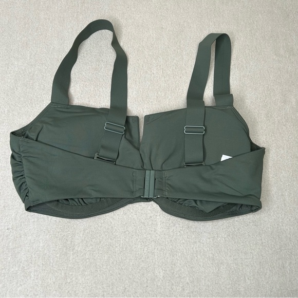 Athleta Square Neck V Bra Cup Bikini Top Deep Fern Green Size 34D/DD - Picture 2 of 7